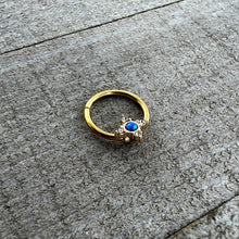 Load image into Gallery viewer, 16G 3/8 Blue Synthetic Opal Gold Hue Rhombus Hinged Segment Ring
