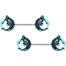 Load image into Gallery viewer, 14G 9/16 Leaping Blue Dolphin Barbell Nipple Ring Set
