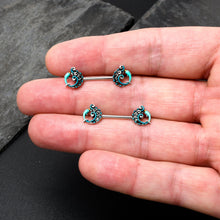 Load image into Gallery viewer, 14G 9/16 Leaping Blue Dolphin Barbell Nipple Ring Set
