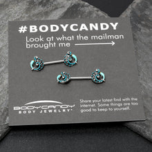 Load image into Gallery viewer, 14G 9/16 Leaping Blue Dolphin Barbell Nipple Ring Set
