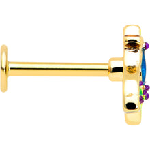 Load image into Gallery viewer, 16G 5/16 Blue Gem Gold Tone Tropic Fan Labret Monroe Tragus
