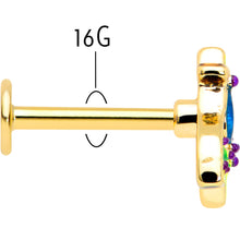Load image into Gallery viewer, 16G 5/16 Blue Gem Gold Tone Tropic Fan Labret Monroe Tragus
