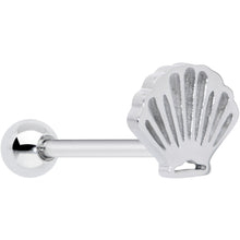Load image into Gallery viewer, 316L Surgical Steel Scalloped Sea Shell Barbell Tongue Ring
