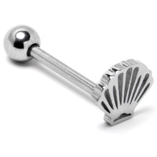Load image into Gallery viewer, 316L Surgical Steel Scalloped Sea Shell Barbell Tongue Ring
