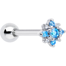 Load image into Gallery viewer, Blue Clear Gem Stylish Snowflake Barbell Tongue Ring
