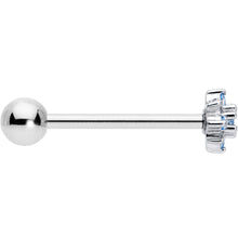 Load image into Gallery viewer, Blue Clear Gem Stylish Snowflake Barbell Tongue Ring
