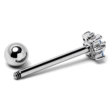Load image into Gallery viewer, Blue Clear Gem Stylish Snowflake Barbell Tongue Ring
