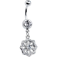 Load image into Gallery viewer, Clear Gem Baroque Fabulous Flower Dangle Belly Ring
