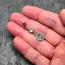 Load image into Gallery viewer, Clear Gem Baroque Fabulous Flower Dangle Belly Ring
