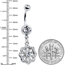 Load image into Gallery viewer, Clear Gem Baroque Fabulous Flower Dangle Belly Ring
