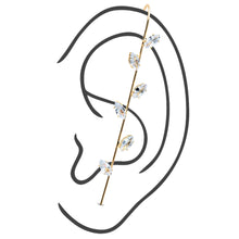 Load image into Gallery viewer, Clear CZ Gem Gold Tone Leafy Vine Ear Cuff Bar Earring
