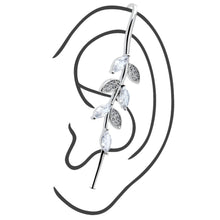 Load image into Gallery viewer, Clear CZ Gem Alternating Style Leafy Vine Ear Cuff Bar Earring
