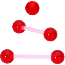 Load image into Gallery viewer, Licensed Dungeons &amp; Dragons Dice Red Clear Barbell Tongue Ring Set of 4
