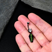 Load image into Gallery viewer, Clear Gem Black Officially Licensed Beetlejuice Coffin Dangle Belly Ring

