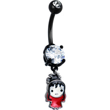 Load image into Gallery viewer, Clear Gem Black Officially Licensed Beetlejuice Lydia Dangle Belly Ring
