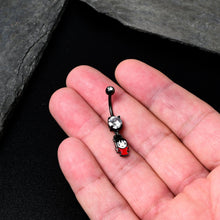 Load image into Gallery viewer, Clear Gem Black Officially Licensed Beetlejuice Lydia Dangle Belly Ring
