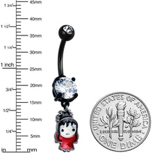 Load image into Gallery viewer, Clear Gem Black Officially Licensed Beetlejuice Lydia Dangle Belly Ring
