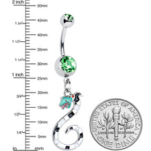 Load image into Gallery viewer, Green Gem Officially Licensed Beetlejuice SandWorm Dangle Belly Ring
