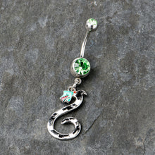 Load image into Gallery viewer, Green Gem Officially Licensed Beetlejuice SandWorm Dangle Belly Ring
