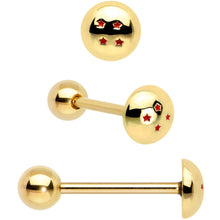 Load image into Gallery viewer, Licensed Dragonball Z Gold Tone Blue Green Barbell Tongue Ring Set of 4
