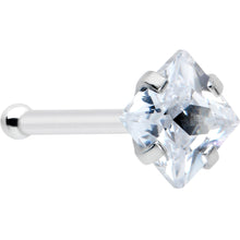 Load image into Gallery viewer, 20G 1/4 Clear CZ Gem Square 3mm Simple Glam Nose Bone
