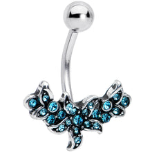 Load image into Gallery viewer, Blue Gem Flower Garland Belly Ring
