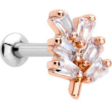 Load image into Gallery viewer, 16G 1/4 Clear CZ Gem Leafy Rosy Branch Threadless Labret Tragus
