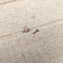 Load image into Gallery viewer, 16G 1/4 Clear CZ Gem Leafy Rosy Branch Threadless Labret Tragus
