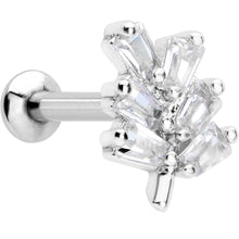 Load image into Gallery viewer, 16G 1/4 Clear CZ Gem Leafy Branch Threadless Labret Tragus
