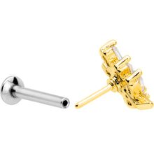 Load image into Gallery viewer, 16G 5/16 Clear CZ Gem Leafy Golden Branch Threadless Labret Tragus
