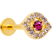Load image into Gallery viewer, 16G 5/16 Clear Pink Gem Gold Tone Open Eye Labret Monroe Tragus

