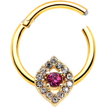 Load image into Gallery viewer, 16G 3/8 Clear Pink Gem Gold Tone Open Eye Hinged Segment Ring

