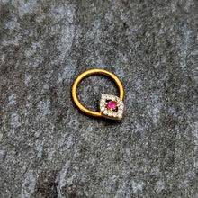 Load image into Gallery viewer, 16G 3/8 Clear Pink Gem Gold Tone Open Eye Hinged Segment Ring
