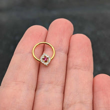 Load image into Gallery viewer, 16G 3/8 Clear Pink Gem Gold Tone Open Eye Hinged Segment Ring
