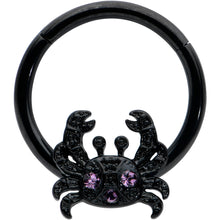 Load image into Gallery viewer, 16G 3/8 Purple Gem Black Chic Crab Hinged Segment Ring
