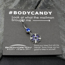Load image into Gallery viewer, Clear Blue Gem Embellished Cross Dangle Belly Ring
