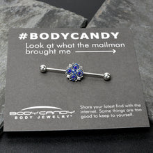 Load image into Gallery viewer, 14G Clear Blue Gem Embellished Cross Industrial Barbell 38mm
