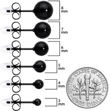 Load image into Gallery viewer, 3mm-8mm Ball Stud Black 316L Stainless Steel Earrings 6 Pack
