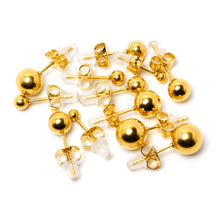 Load image into Gallery viewer, 3mm-8mm Ball Stud Gold Tone 316L Stainless Steel Earrings 6 Pack
