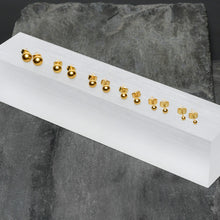Load image into Gallery viewer, 3mm-8mm Ball Stud Gold Tone 316L Stainless Steel Earrings 6 Pack
