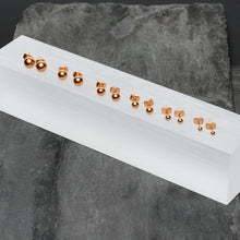 Load image into Gallery viewer, 3mm-8mm Ball Stud Rose Gold Tone 316L Stainless Steel Earrings 6 Pack
