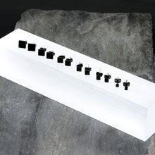 Load image into Gallery viewer, 3mm-8mm Square Stud Black 316L Stainless Steel Earrings 6 Pack

