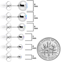 Load image into Gallery viewer, Aurora Gem 3mm to 8mm Ball End Stud Earrings Set of 6
