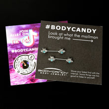 Load image into Gallery viewer, 14G 9/16 Blue Gem Bee Beautiful Insect Barbell Nipple Ring Set
