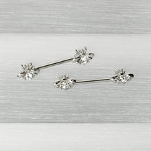 Load image into Gallery viewer, 14G 9/16 Clear Gem Bee Beautiful Insect Barbell Nipple Ring Set
