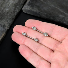 Load image into Gallery viewer, 14G 9/16 Clear Gem Bee Beautiful Insect Barbell Nipple Ring Set
