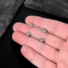 Load image into Gallery viewer, 14G 9/16 Pink Gem Bee Beautiful Insect Barbell Nipple Ring Set
