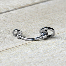 Load image into Gallery viewer, White Faux Opal Double Circle Double Mount Belly Ring
