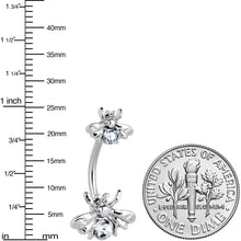 Load image into Gallery viewer, Clear Gem Bees Beautiful Insect Double Mount Belly Ring

