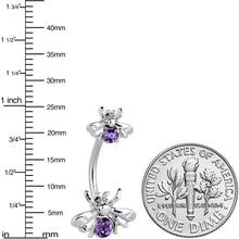 Load image into Gallery viewer, Purple Gem Bees Beautiful Insect Double Mount Belly Ring
